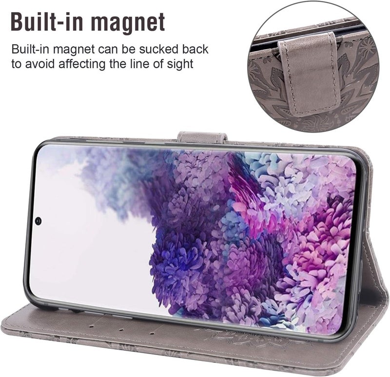 Asuwish Phone Case for Samsung Galaxy S20 Glaxay S 20 5G UW 6.2 inch Wallet Cases with Tempered Glass Screen Protector and Leather Flip Cover Card Holder Stand Cell Accessories Gaxaly 20S G5 Women Men Gray - Image 4