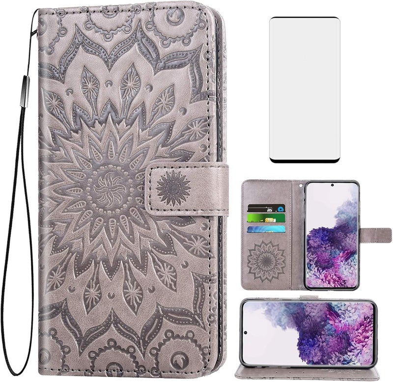 Asuwish Phone Case for Samsung Galaxy S20 Glaxay S 20 5G UW 6.2 inch Wallet Cases with Tempered Glass Screen Protector and Leather Flip Cover Card Holder Stand Cell Accessories Gaxaly 20S G5 Women Men Gray - Image 1