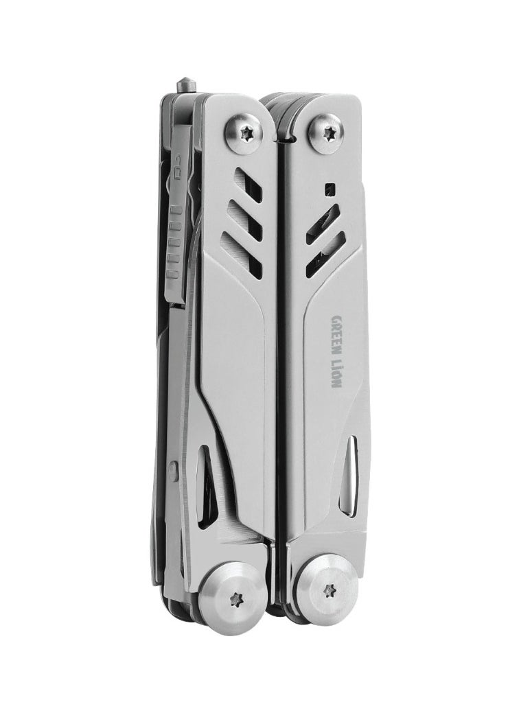 GREEN LION Multi-Plier X 15 In 1 Multi Tool Kit / Plier / Wire Cutter /Bottle Opener / Scissor/ Screwdriver/ File/ Can Opener/Compact & Portable/Durable For Camping and Hiking - Silver  - Image 2
