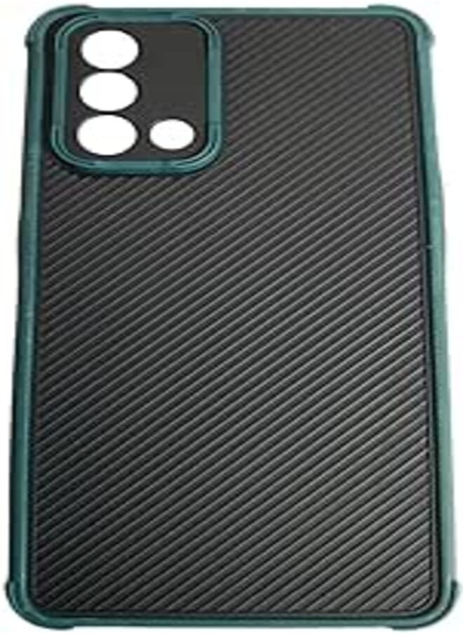 Generic For Oppo A74 Case Carbon Shock Absorption Hard PC Back Four Edges Protection Cover by M7molge - Black V Line Oil Green 