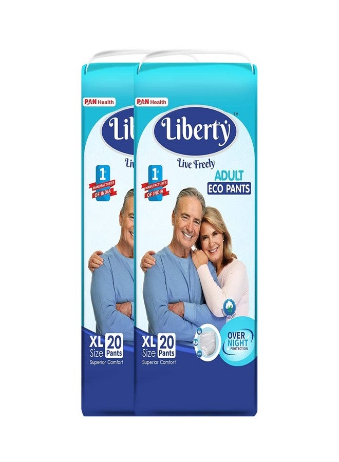 Liberty Eco Adult Diaper Pants Unisex, X-Large 2x20 Pcs, Waist Size (96-165 cms | 38-65 Inches) (Pack of 2) - Image 1