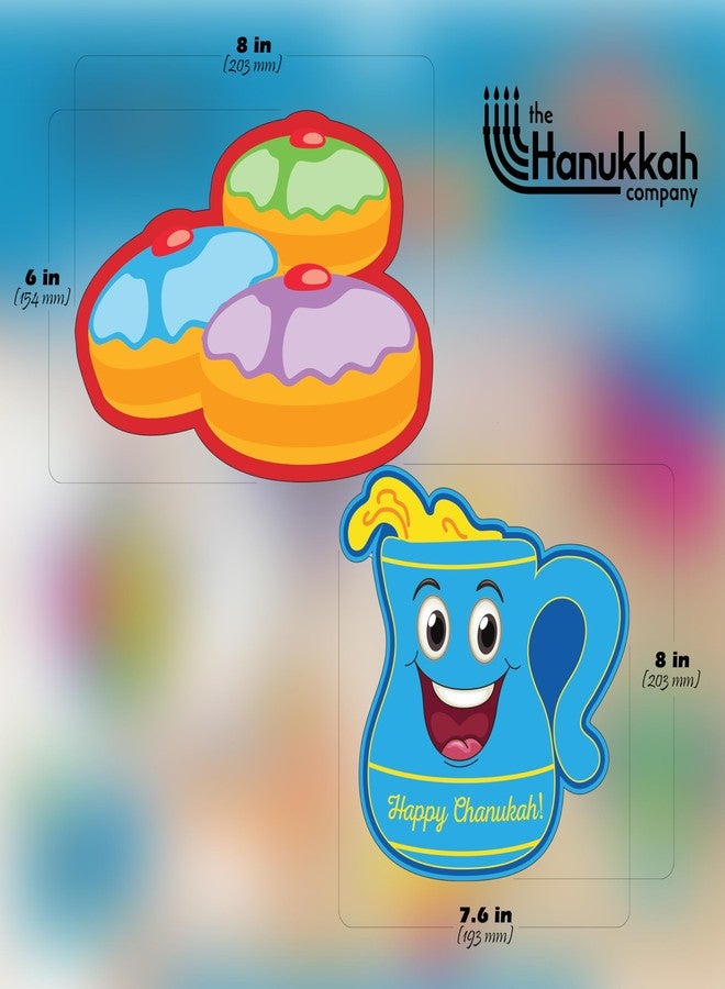 Izzy 'n' Dizzy Hanukkah Swirl Decorations, 8 Foil Swirls with 8 Hanukkah Cutouts, Menorah, Dreidel and Gelt Decorations - Multicolored - Image 2