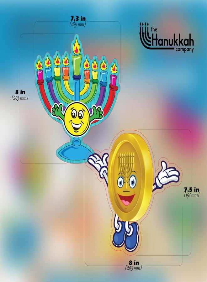 Izzy 'n' Dizzy Hanukkah Swirl Decorations, 8 Foil Swirls with 8 Hanukkah Cutouts, Menorah, Dreidel and Gelt Decorations - Multicolored - Image 5