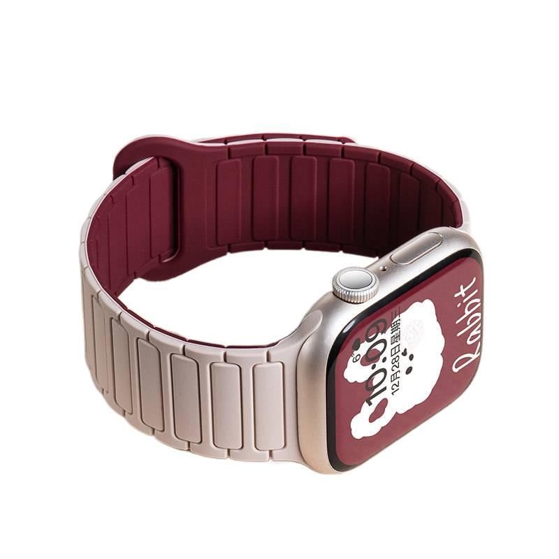 AD Red Silicone Sport Strap Smartwatch Band Compatible with Apple Watch with Adjustable Fit Replacement Strap for Daily Wear - Image 1