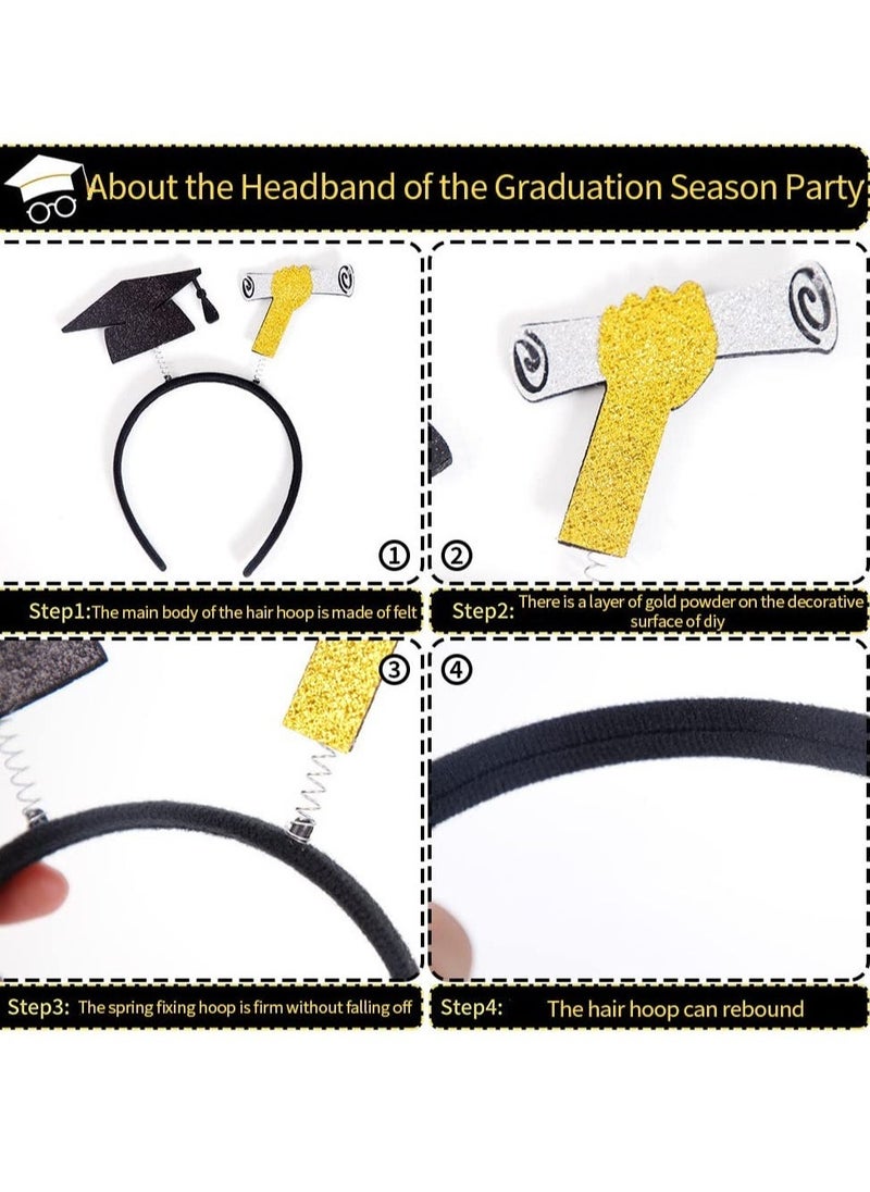 4 Pack Graduation Headband Graduation Cap, Graduation Hair Accessories, Suitable for Graduation Party Dress Up Costume Decorations - Image 2