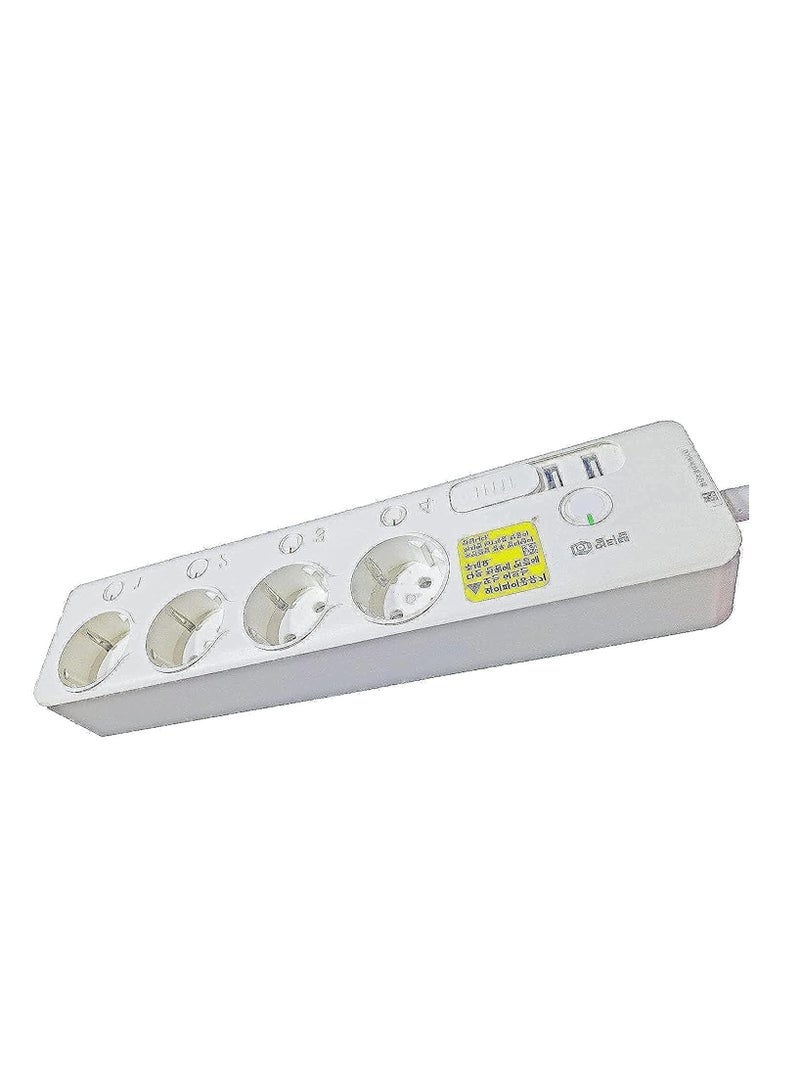 16A Copper Power Strip with 4 Outlets and 2 USB Ports, Built-in Surge Protection and Independent Switch Control