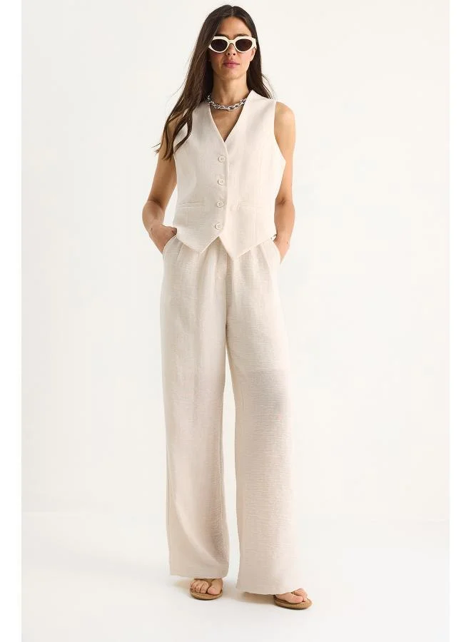Ginger  Button Up Relaxed Fit Vest & Pant Coord Set for Women | Best Price UAE