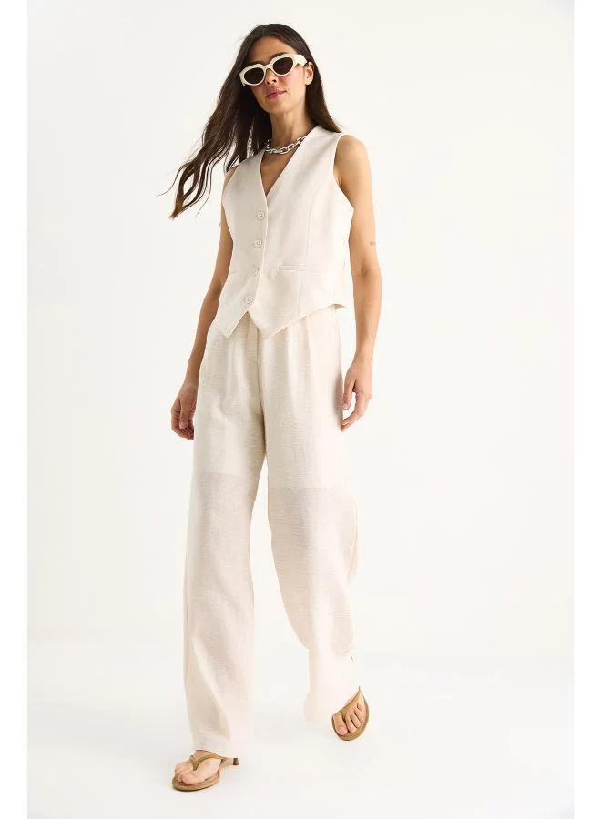 Ginger  Button Up Relaxed Fit Vest & Pant Coord Set for Women | Best Price UAE
