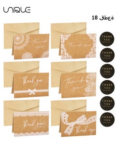 Unique Paper Thank You Cards Thank Greeting Card Includes Pack of 12, 6 Different Designs with Envelopes and Stickers for Wedding, Baby Shower, Thanksgiving Day Cards, Thank You Card  - Image 1