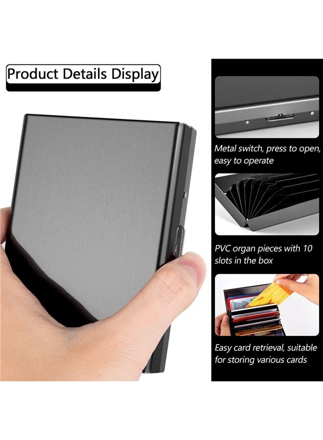 Aluminum Alloy Card Holder, RFID Protected, Unisex Adults, Black, 10 Card Slots, Modern Style  - Image 4