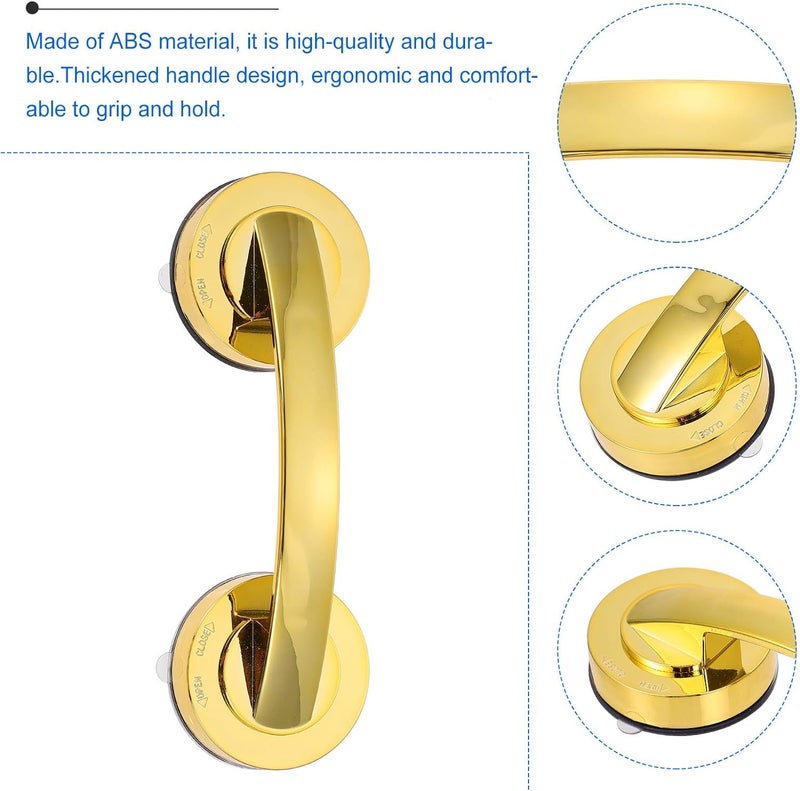 Suction Grab Bar for Bathroom Safety, Non-Skid Bath Handle with Strong Suction Cup, Balance Assist Shower Handrail for Elderly and Seniors, Medium Gold Support - Image 4