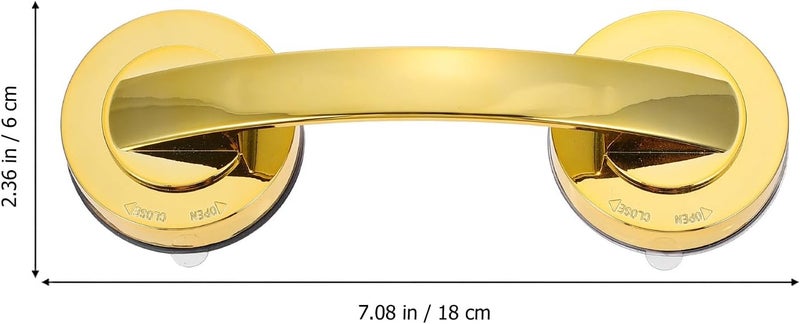 Suction Grab Bar for Bathroom Safety, Non-Skid Bath Handle with Strong Suction Cup, Balance Assist Shower Handrail for Elderly and Seniors, Medium Gold Support - Image 2