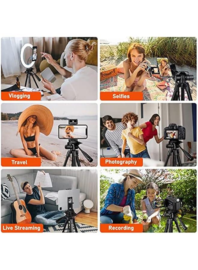 Arabest Tablet Tripod Stand for Phone Cameras, Lightweight Travel Tripod with Remote Control and Carry Bag, Compatible with iPad iPhone DSLR Projector, 2-in-1 Mount for Cell Phones and Cameras - Image 5