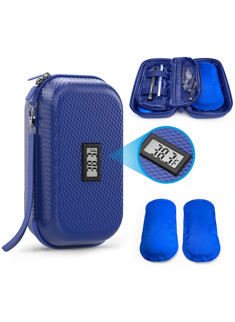Badu Insulin Cooler Travel Case TSA Approved, Refrigerated Medicine Travel Case with Temperature Display, Diabetes Travel Case with 2 Reusable Ice Packs, Gift for Daily and Trip (Blue)  - Image 1