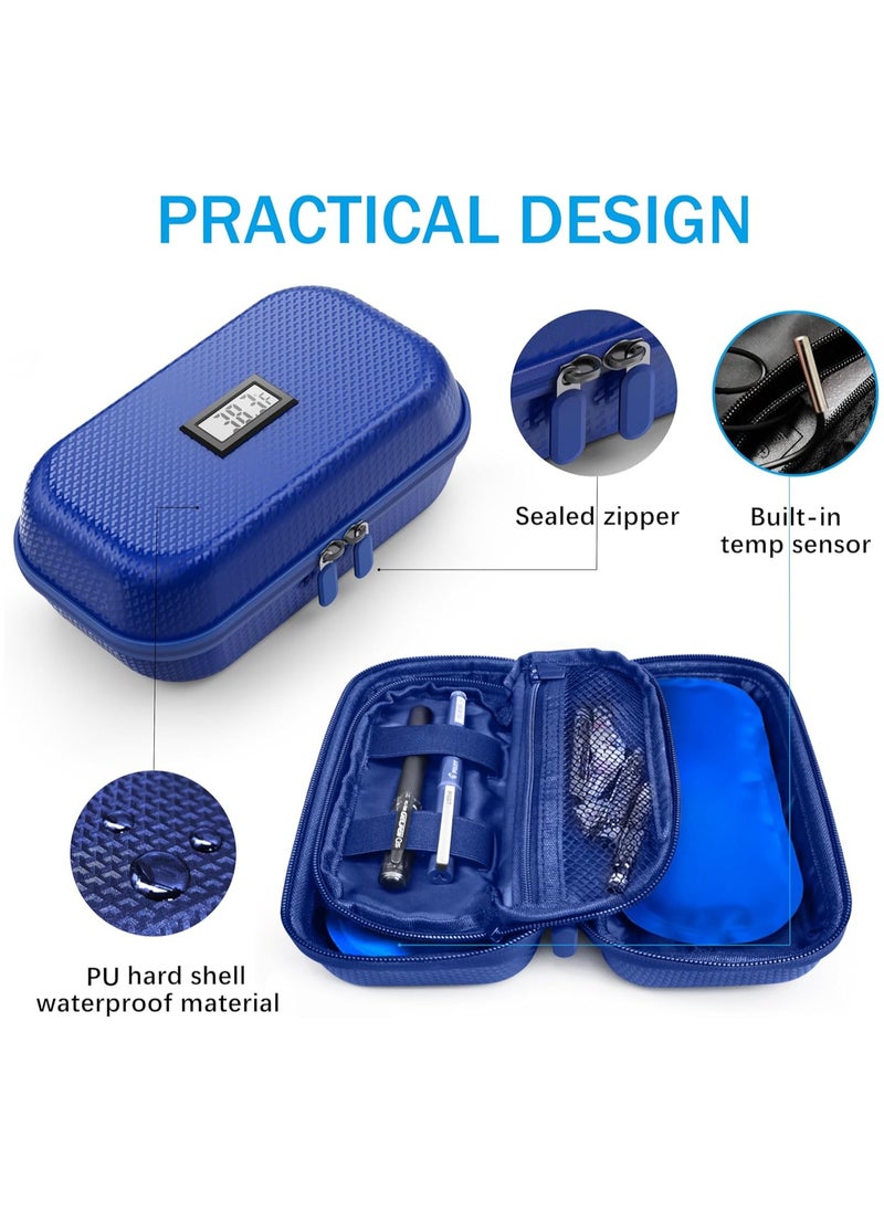 Badu - Insulin Cooler Travel Case TSA Approved, Refrigerated Medicine Travel Case with Temperature Display, Diabetes Travel Case with 2 Reusable Ice Packs, Gift for Daily and Trip (Blue) - Image 1