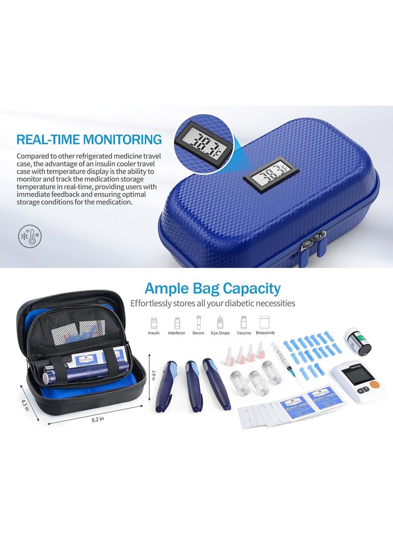 Badu - Insulin Cooler Travel Case TSA Approved, Refrigerated Medicine Travel Case with Temperature Display, Diabetes Travel Case with 2 Reusable Ice Packs, Gift for Daily and Trip (Blue) - Image 1