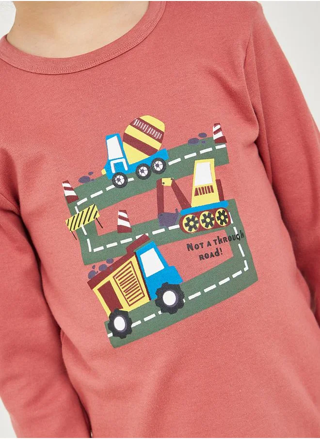 Styli Car Graphic Print T-Shirt & Pyjama Set