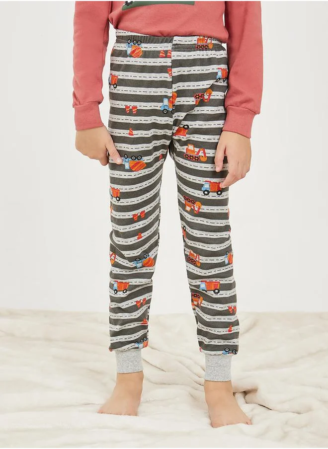 Styli Car Graphic Print T-Shirt & Pyjama Set