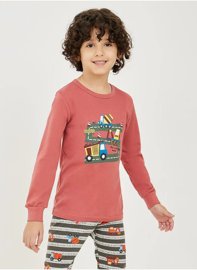 Styli Car Graphic Print T-Shirt & Pyjama Set