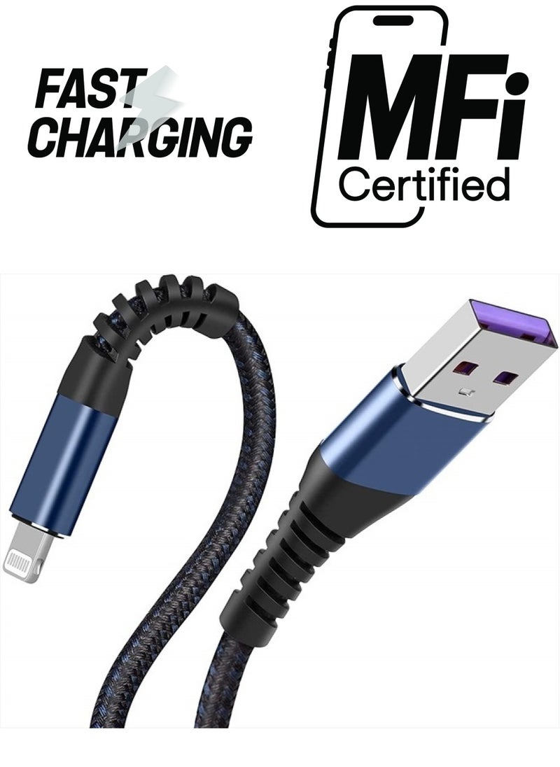 SMALLElectric Apple MFi Certified 2pack iPhone Charger 6ft,Lightning Cable Long 6 Foot Cord, Fast Charging Cables for 12/11/11Pro/11Max/ X/XS/XR/XS Max/8/7/6/5S/SE/iPad Mini Air (Blue)  - Image 1