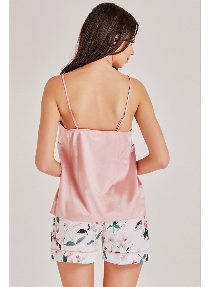 Magic Form 18680 Women's Dusty Rose Lace Patterned Shorts Set  - Image 2