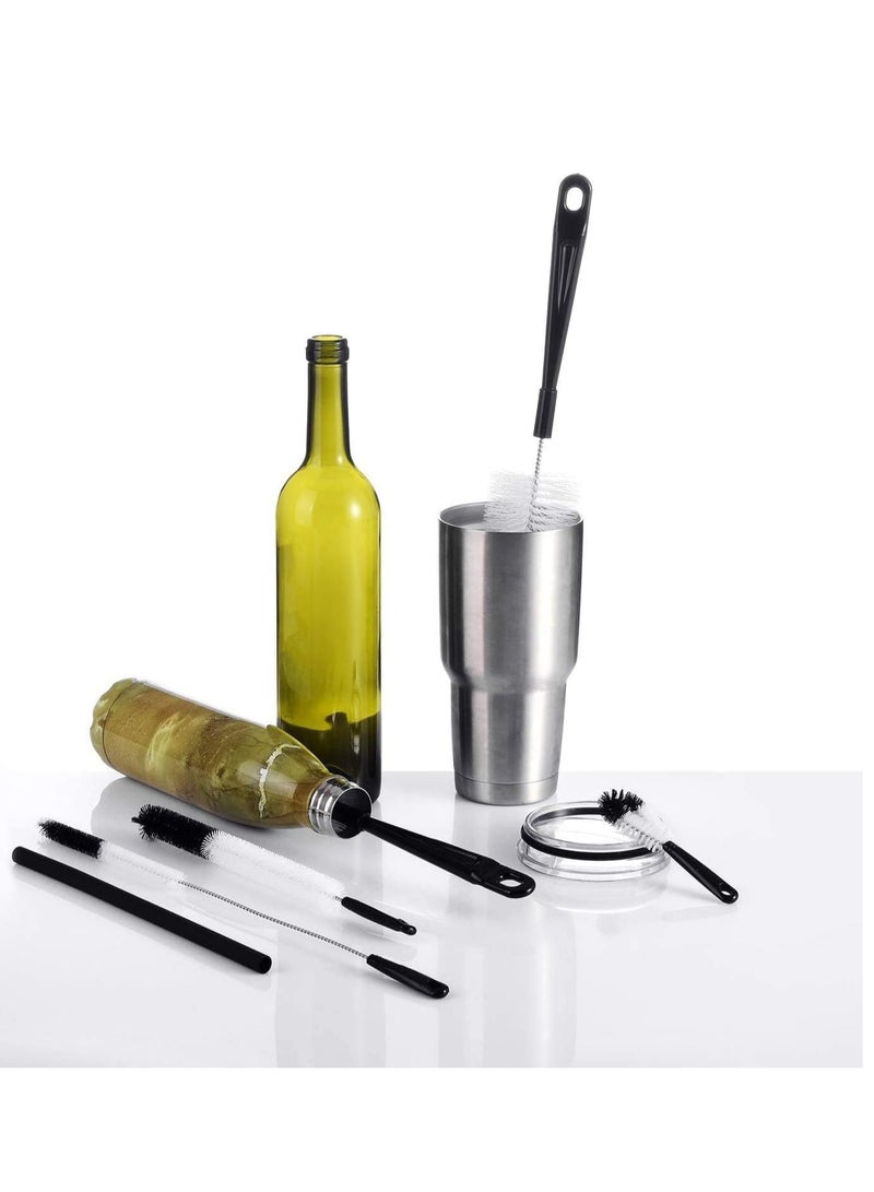 MIXDE 8-Pack Bottle Cleaning Brush Set Multipurpose Brush Head Dishwasher Safe Bottle Brush for Washing Narrow Wine/Beer Bottles/Thermos/Flask Tumbler/Sport Well/Kettle/Lid Brush, Straw Brush - Image 2