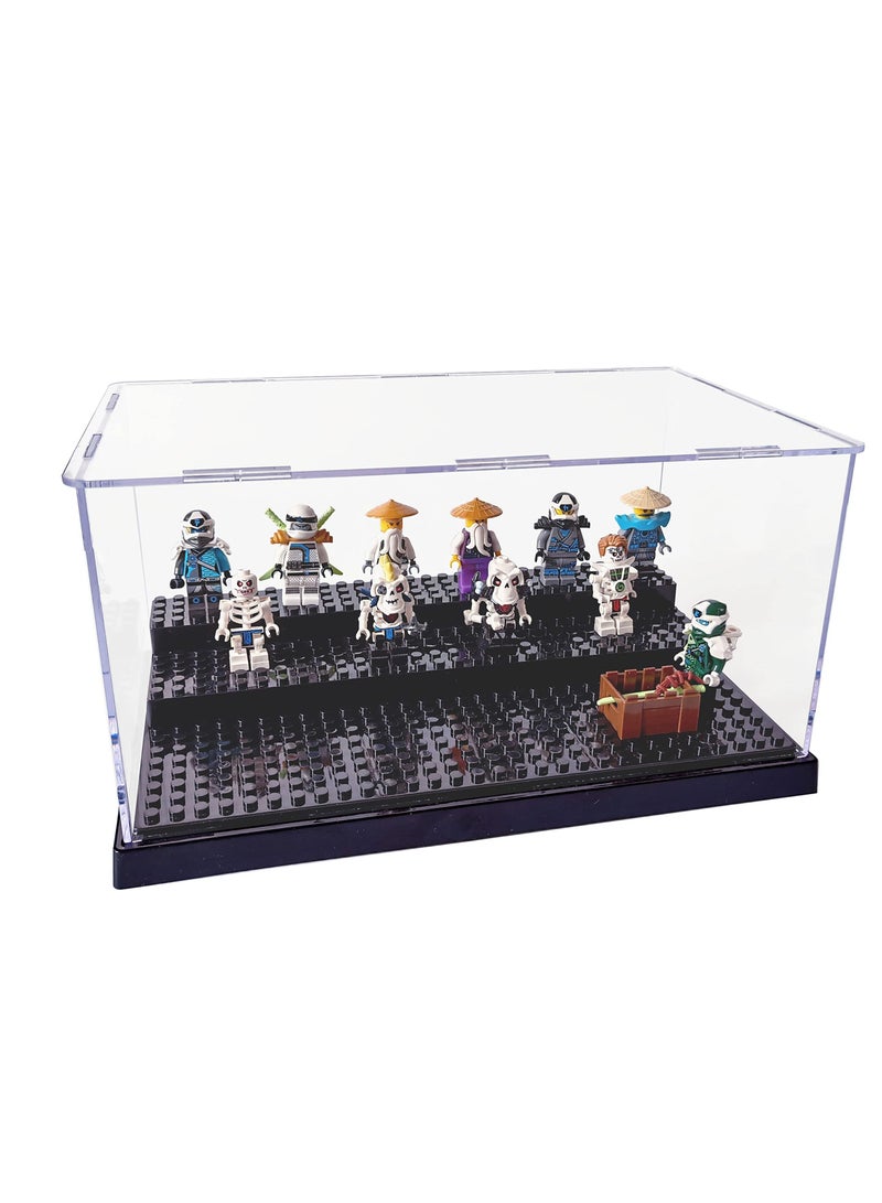 Excefore Display Case for Figures, Dustproof Clear Display Box, Acrylic Display Case for Brick Figures, Suitable for Minifigures Action Figures Blocks (Black) - Image 4