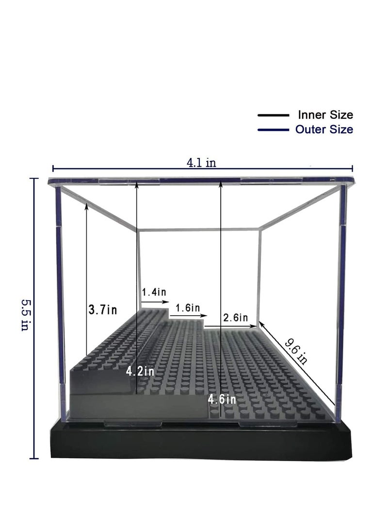 Excefore Display Case for Figures, Dustproof Clear Display Box, Acrylic Display Case for Brick Figures, Suitable for Minifigures Action Figures Blocks (Black) - Image 2