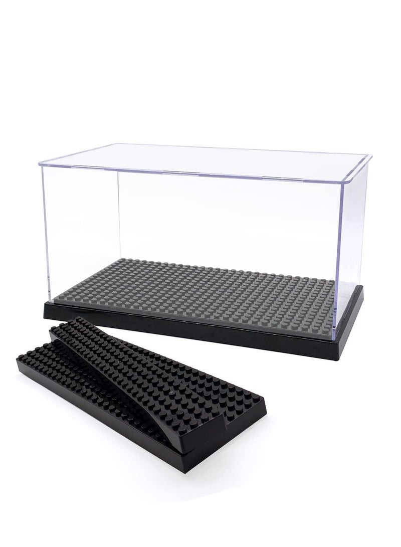 Excefore Display Case for Figures, Dustproof Clear Display Box, Acrylic Display Case for Brick Figures, Suitable for Minifigures Action Figures Blocks (Black) - Image 1