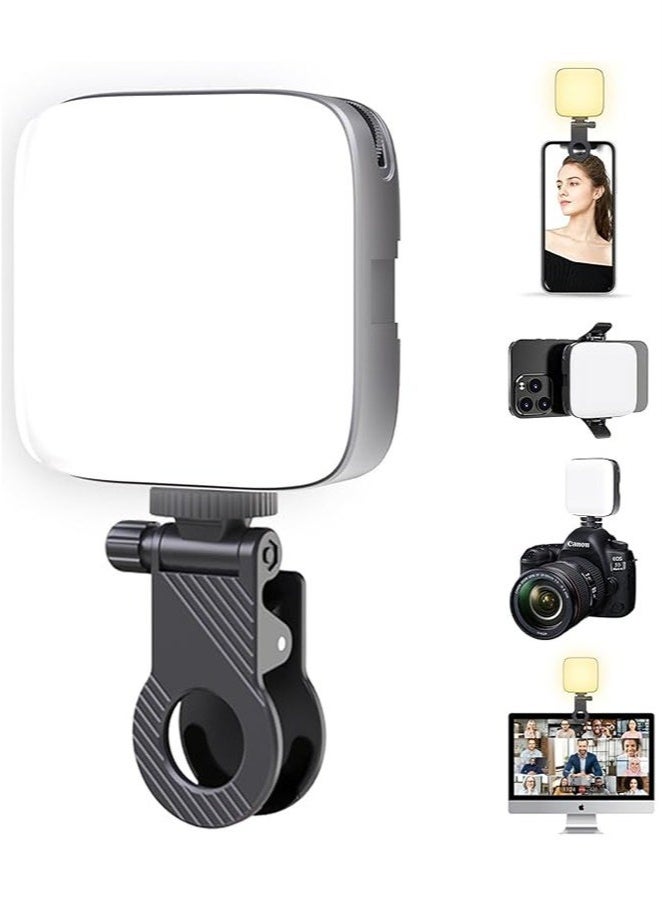 كينسو ضوء فيديو LED، ضوء كمبيوتر لإضاءة الفيديو للاجتماعات، مصباح تعبئة جيب متعدد الوظائف قابل للتعديل وقابل للربط متعدد الوظائف ضوء سيلفي LED مع مشابك ضوء الهاتف المحمول لمجموعة تسجيل الفيديو لتصوير الفيديو، 60 خرزة 3 ألوان 9 أوضاع بطارية 1800 مللي أمبير في الساعة، ملء الضوء لكاميرا iPhone والكمبيوتر المحمول ومكالمات فيديو TikTok