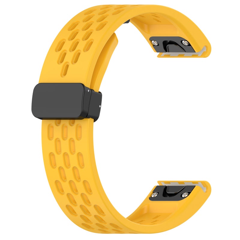 S-TOP For Garmin Fenix 7 Solar Hole Folding Buckle 22mm Silicone Watch Band(Yellow) - Image 2