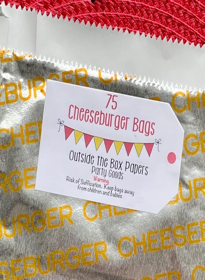 Outside the Box Papers Printed Foil Cheeseburger Bags- 75 Pack - Silver, Yellow - Image 3
