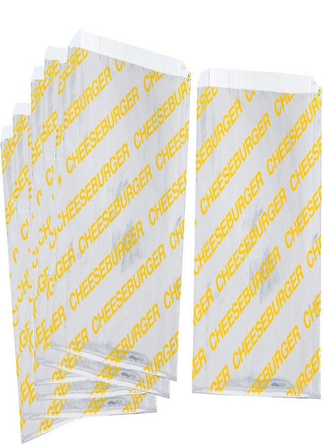 Outside the Box Papers Printed Foil Cheeseburger Bags- 75 Pack - Silver, Yellow - Image 1