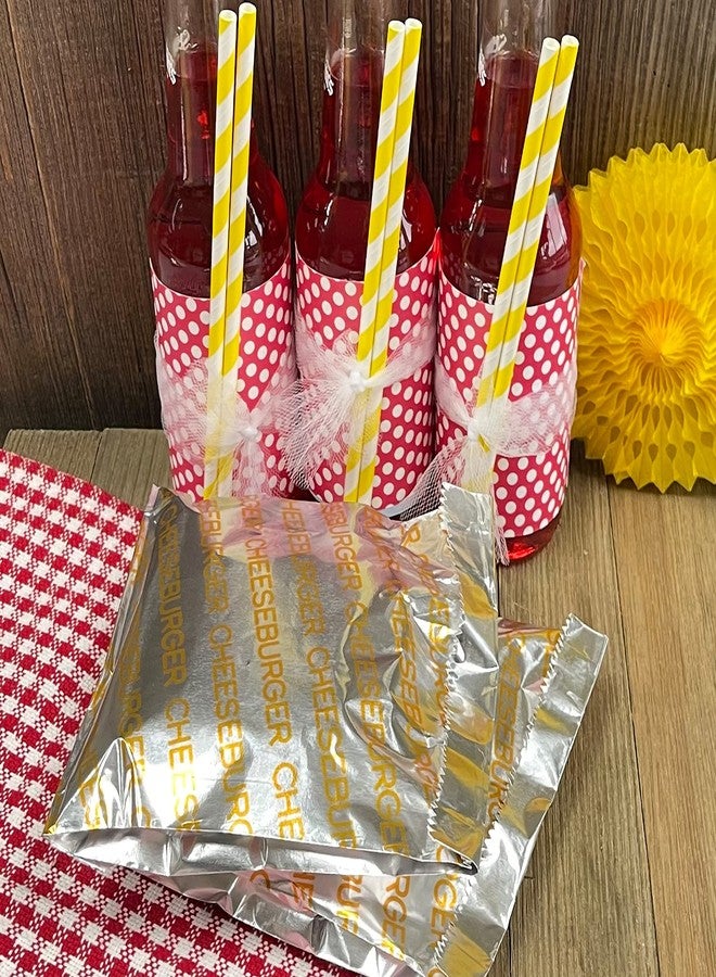 Outside the Box Papers Printed Foil Cheeseburger Bags- 75 Pack - Silver, Yellow - Image 5
