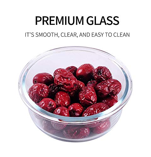 ZEPOLI Lunch Box Glass Food Storage Containers With Blue Lids Airtight Leak-Proof Reusable Perfect For Work, School, Travel, Home Use (4 PACK, ROUND) - Image 3