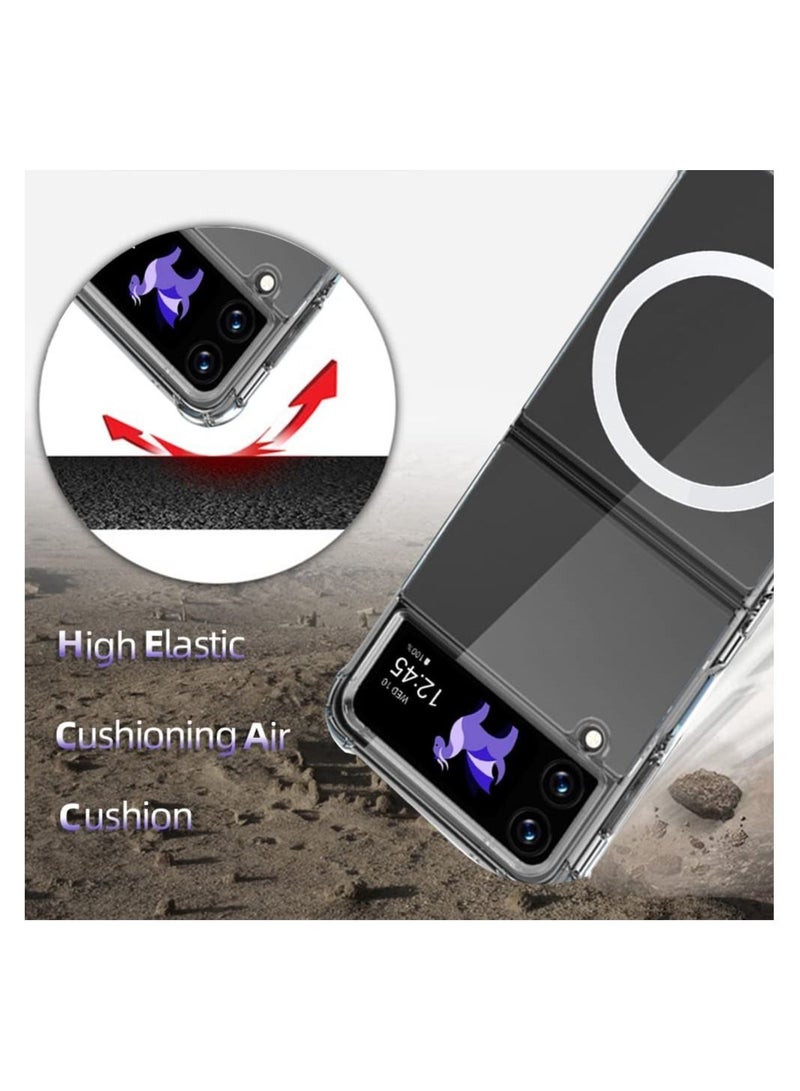 Samsung Galaxy Z flip 4 Clear Magnetic Cover Mag Safe Compatible Clear Hard Back Case Shockproof TPU Frame Edge Bumper Slim Transparent Case for Samsung Galaxy Z flip 4  - Image 4