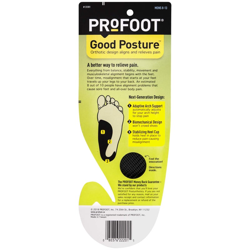 Profoot Good Posture Orthotic Alignment Insole, Men 8-13 - Image 2