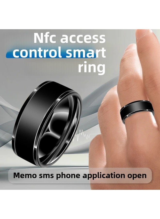 حلقة ذكية NFC بتقنية بلوتوث سوداء تعمل بالطاقة الشمسية متعددة الوظائف Android درجة الحرارة السحرية مع مقاومة للماء - اللون: NFC ذكي أسود مقاس 12 محيط إصبع 67.2 مم - Image 1