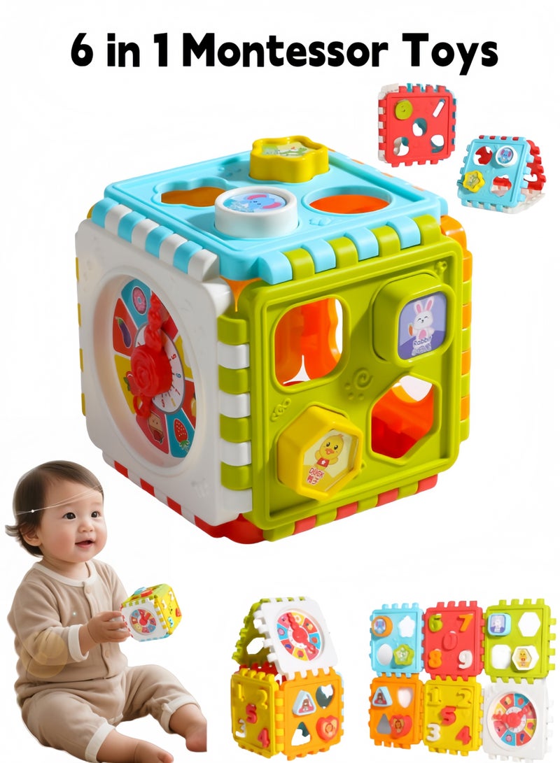 Baby Activity Cube,Shape Sorting Cube,Busy Cube Blocks,Busy Learning Activity Cube Toy,Early Development Learning Toys with 6 Different Activities for Toddler 1 Year Old Boy and Girl Gift - Image 1