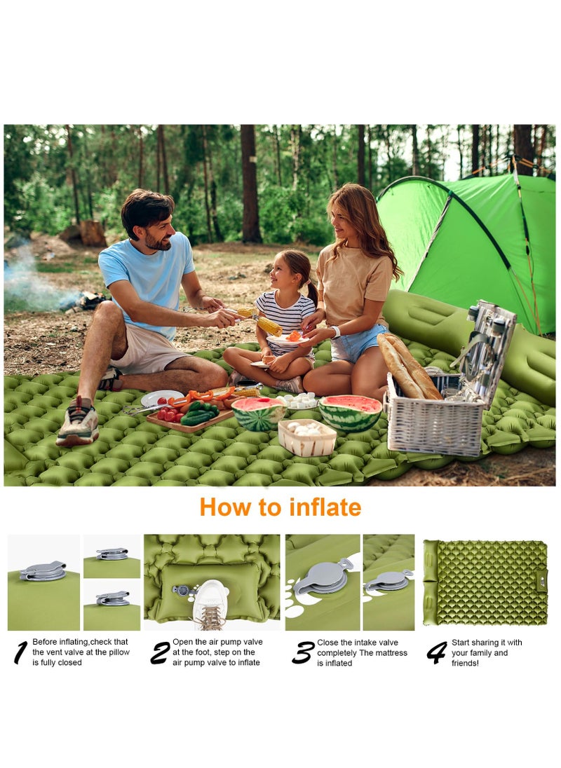 Arabest Camping Sleeping Pad, Ultralight Self Inflating Camping Pad 2 Person with Pillow Built-in Foot Pump for Camping, Hiking - Airpad, Carry Bag  - Image 4