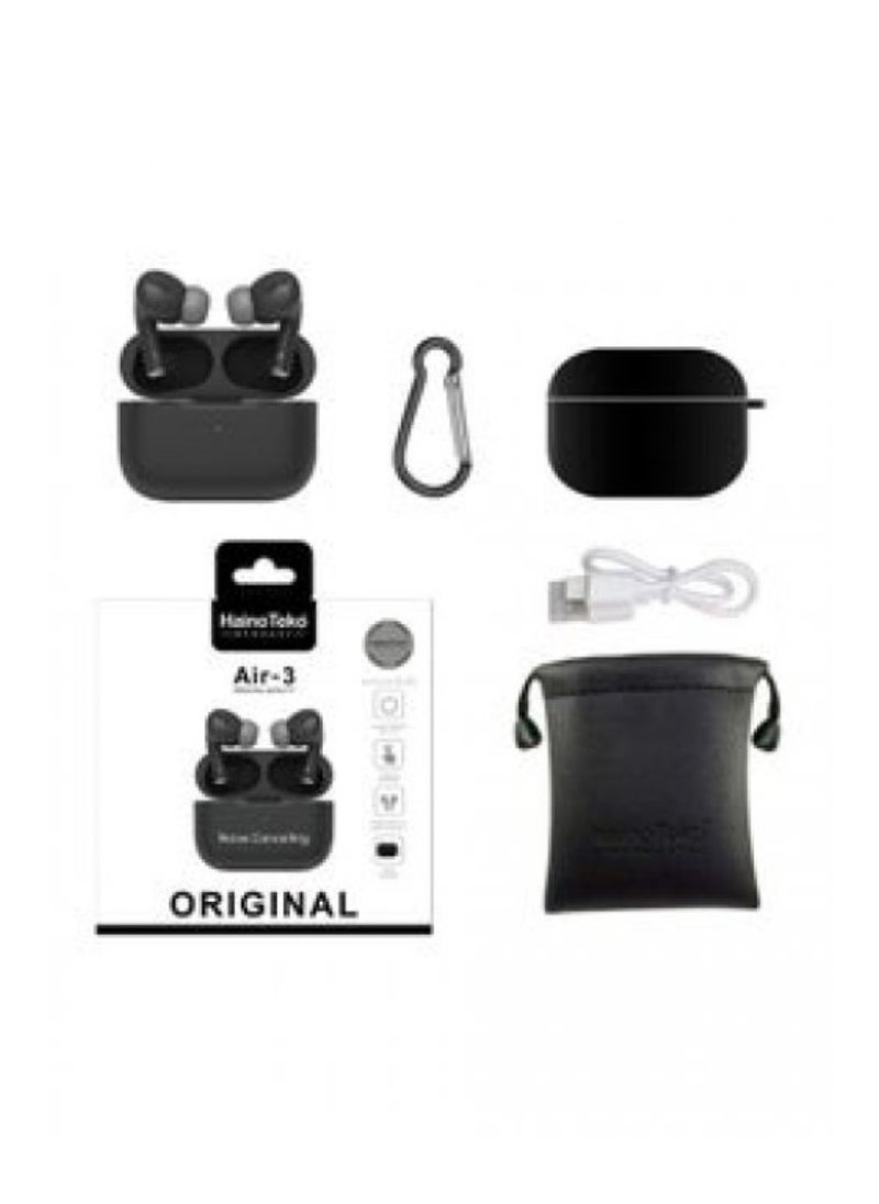 Haino Teko - Air-3 Wireless Bluetooth Earbuds Apple & Android Compatibility Built-in Microphone True Wireless Earbuds in-Ear Bluetooth Headphones Earphones Auto Power On/Off Touch Control With Case Noise Cancelling Black - Image 1