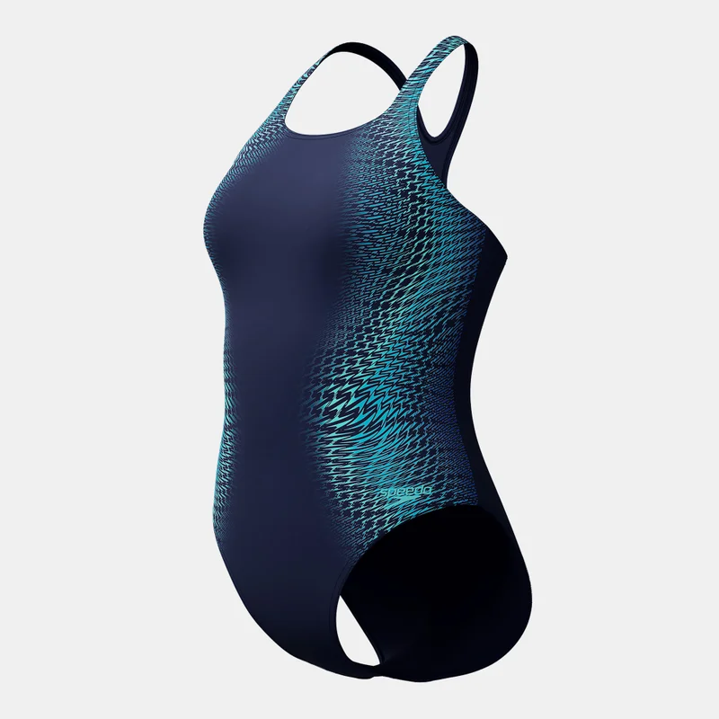 speedo Blue Women's Digital Printed Medalist Swimsuit for Women | Best Price UAE