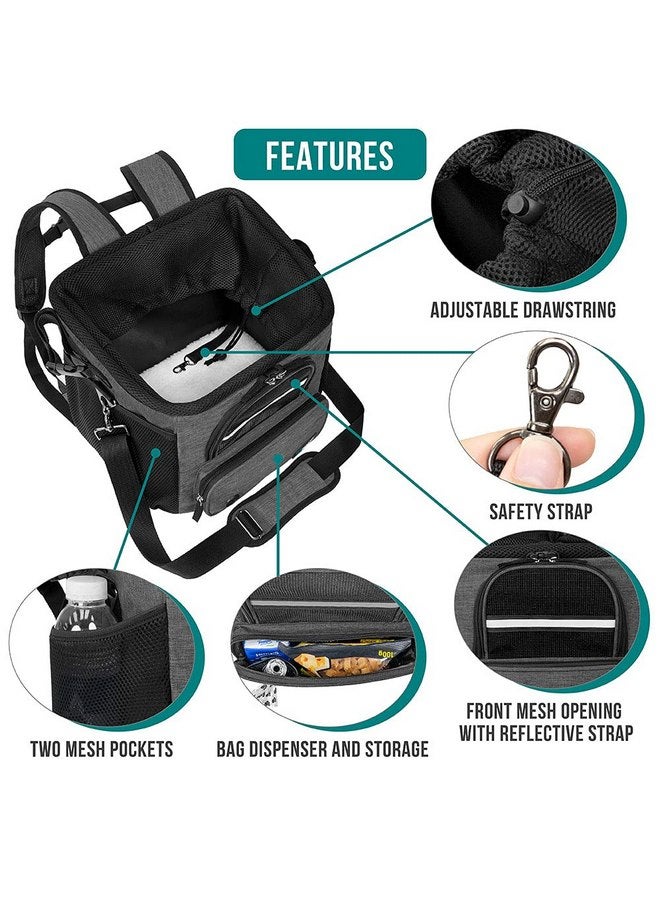 PetAmi Dog Bike Basket, Soft-Sided Ventilated Dog Bike Carrier Backpack, Dog Pet Bicycle Basket for Bike Handlebar, Small Medium Puppy Cat Kitten Car Booster Seat with Safety Strap (Dark Gray) - Image 2