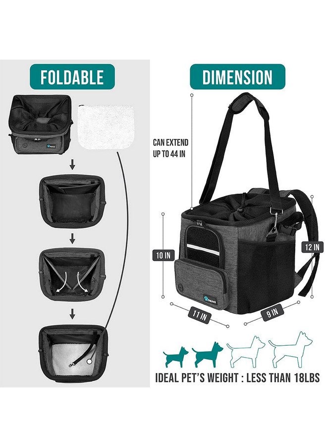 PetAmi Dog Bike Basket, Soft-Sided Ventilated Dog Bike Carrier Backpack, Dog Pet Bicycle Basket for Bike Handlebar, Small Medium Puppy Cat Kitten Car Booster Seat with Safety Strap (Dark Gray) - Image 1