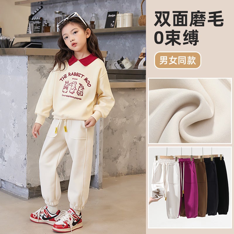 Comfortable Skin-Friendly Loose Solid Color Pants With Windproof Pants Big Pocket Casual Children'S Pants - Image 2