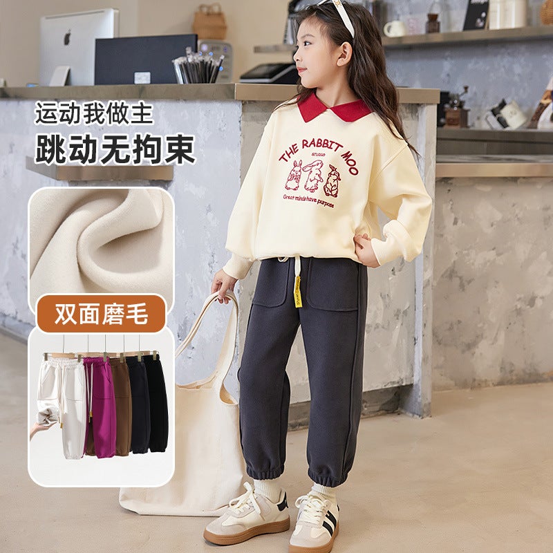 Comfortable Skin-Friendly Loose Solid Color Pants With Windproof Pants Big Pocket Casual Children'S Pants - Image 4