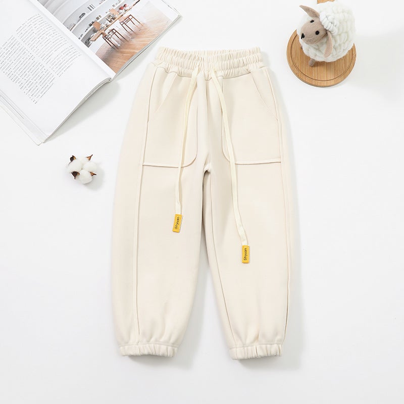 Comfortable Skin-Friendly Loose Solid Color Pants With Windproof Pants Big Pocket Casual Children'S Pants - Image 1