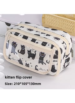 Cute Capybara Pencil Case for Girls Large Capacity black cat