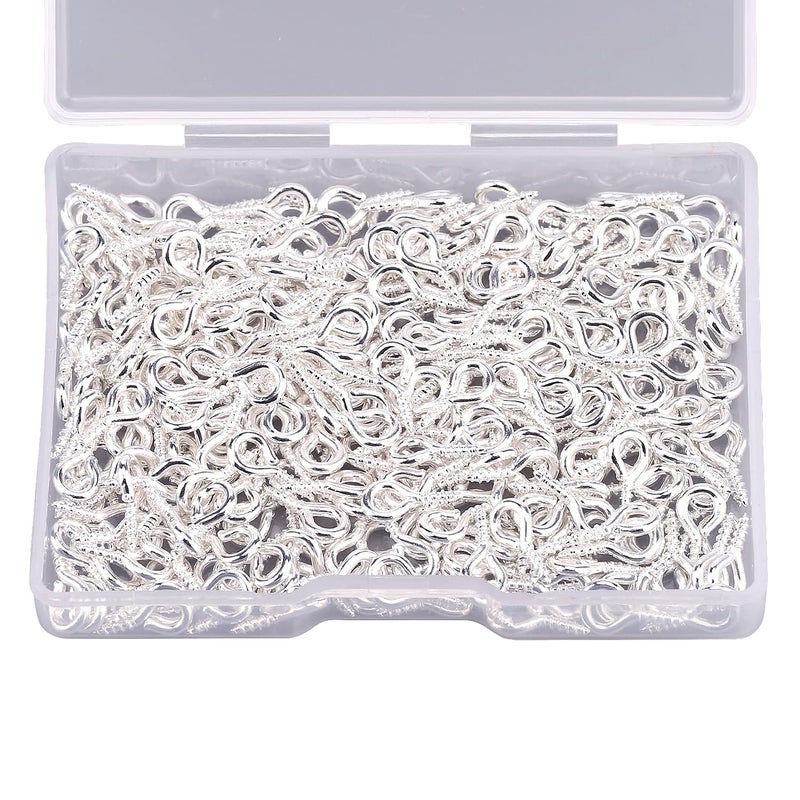 AIEX 300 pcs Screw Eye Pins Hooks Eyelets Screw Threaded for Jewelry Making Findings DIY Crafts Silver