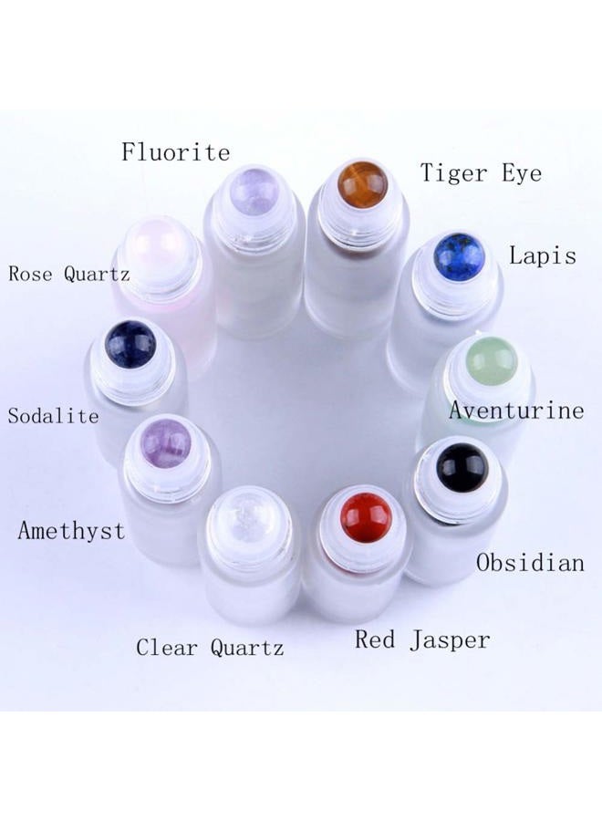 Furnido 10 Natural Gemstone Roller Balls For Essential Oils,Use of Standard 5ml 10ml Replacement Roller Bottles,Polished Healing Crystal Stones roller Not For Young Living, doTERRA roller bottle-10 Materials - Image 5